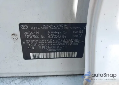 2015 Hyundai Sonata Sport from USA, damaged, VIN 5NPE34AFXFH032702
